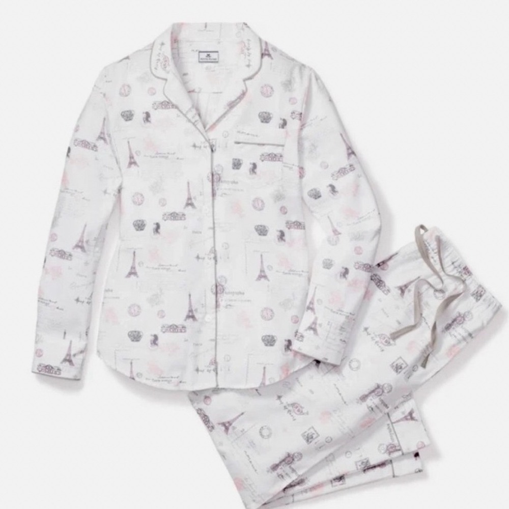 Petite Plume Paris Girls Musings Pajamas Set Cream Pink Blue Size 14 SPJPM114